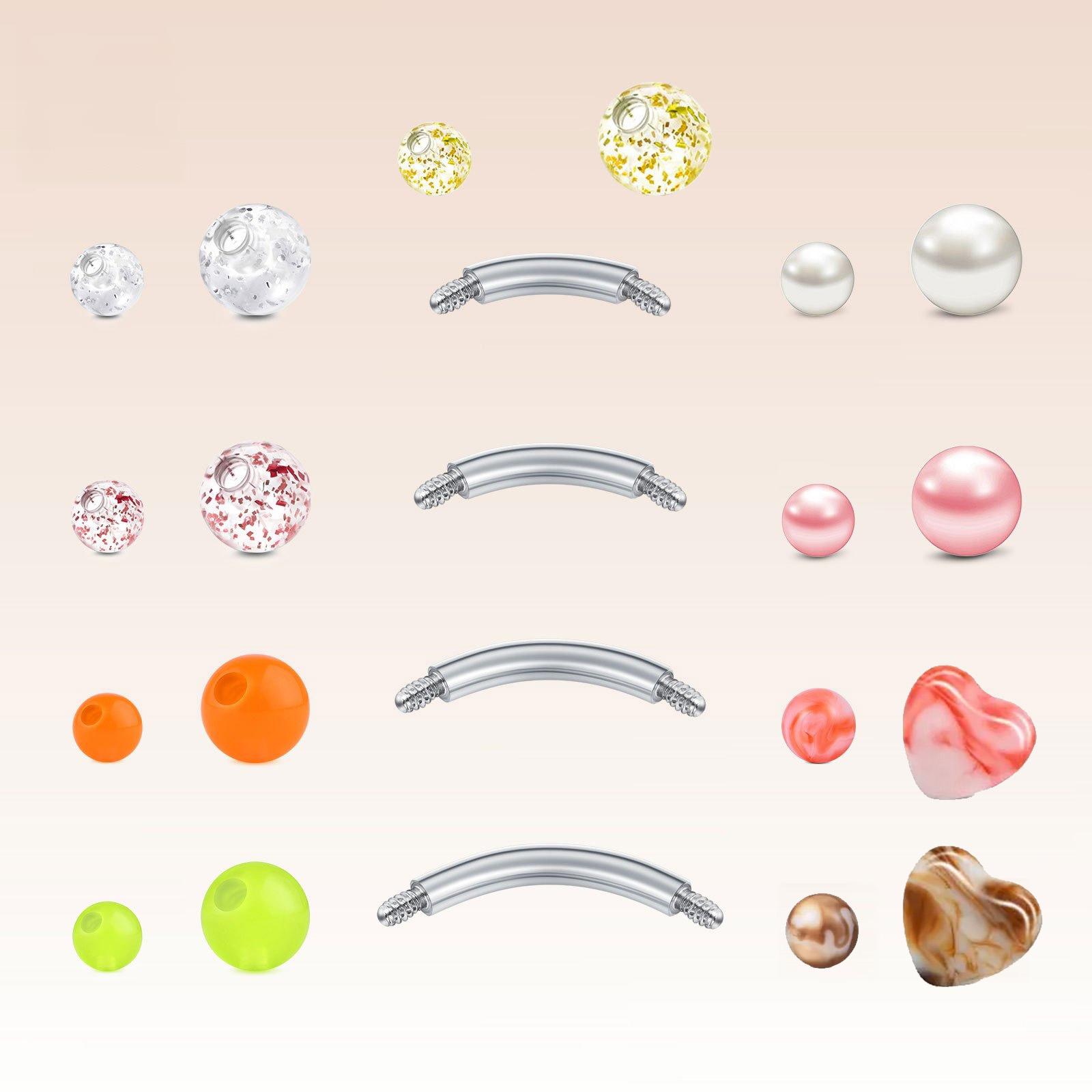 Body Jewelry Replacement Ball - 22pcs 14G de acero inoxidable ombligo